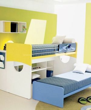现代10平米儿童房高低床设计图