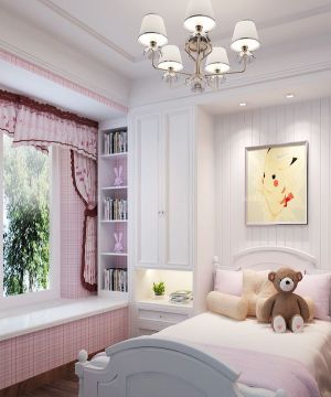 简欧风格10平米儿童房飘窗窗帘设计图片