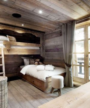 最新美式乡村风格10平米儿童房高低床设计效果图