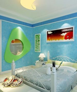 美式风格10平米儿童房床头背景墙设计效果图欣赏
