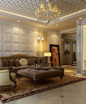 别墅装修风格欧式沙发背景墙设计效果图