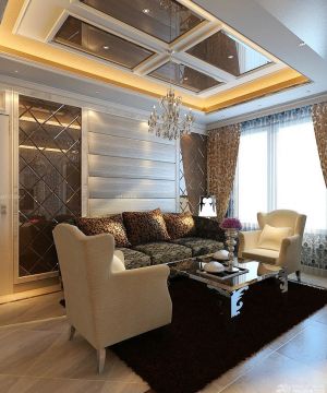 最新家装客厅欧式沙发背景墙设计效果图
