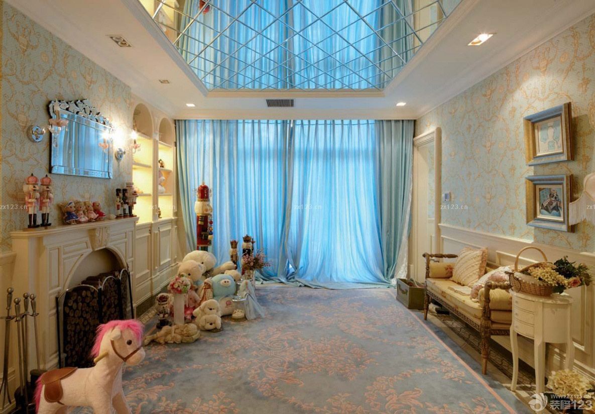 2025欧式儿童房 镜面吊顶装修设计图片大全