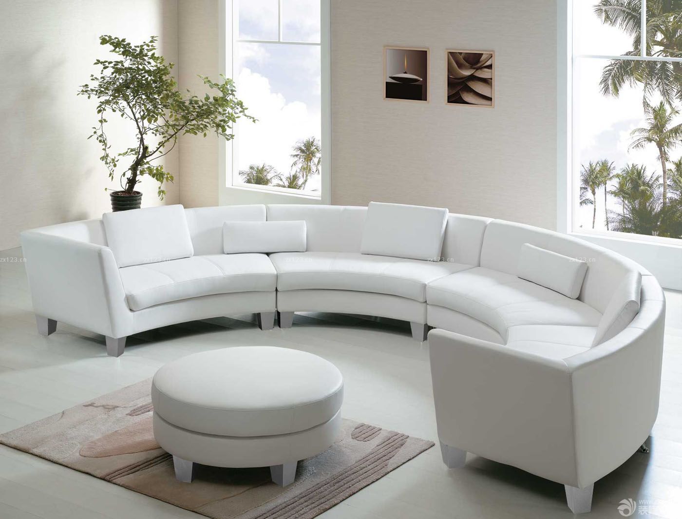  简约风格客厅真皮茶几装修效果图2025