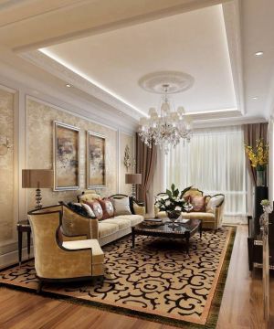 60平米客厅欧式沙发背景墙装修设计效果图
