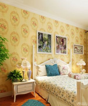 最新美式乡村风格卧室家装壁纸效果图欣赏