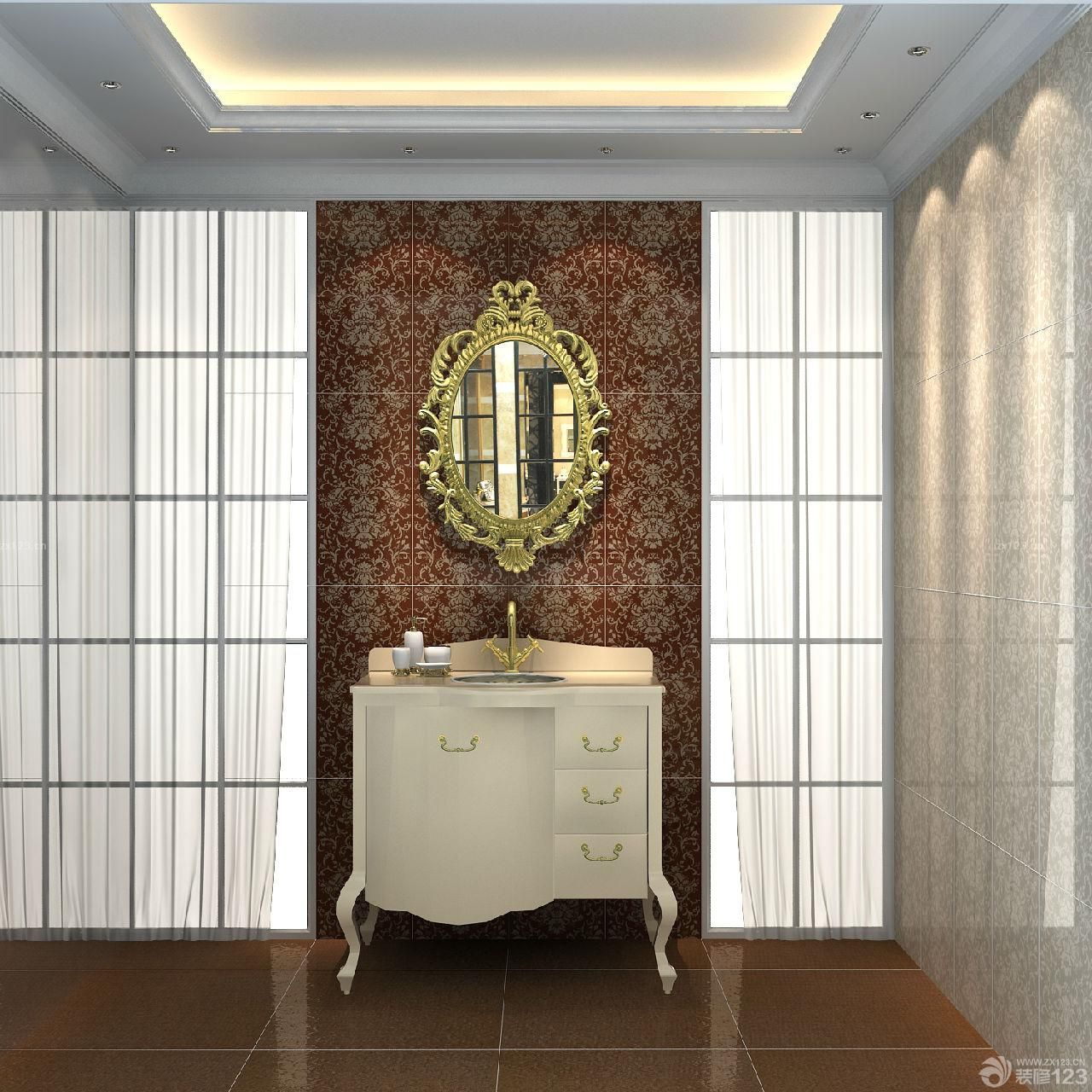 美式浴室柜东鹏瓷砖装修效果图欣赏