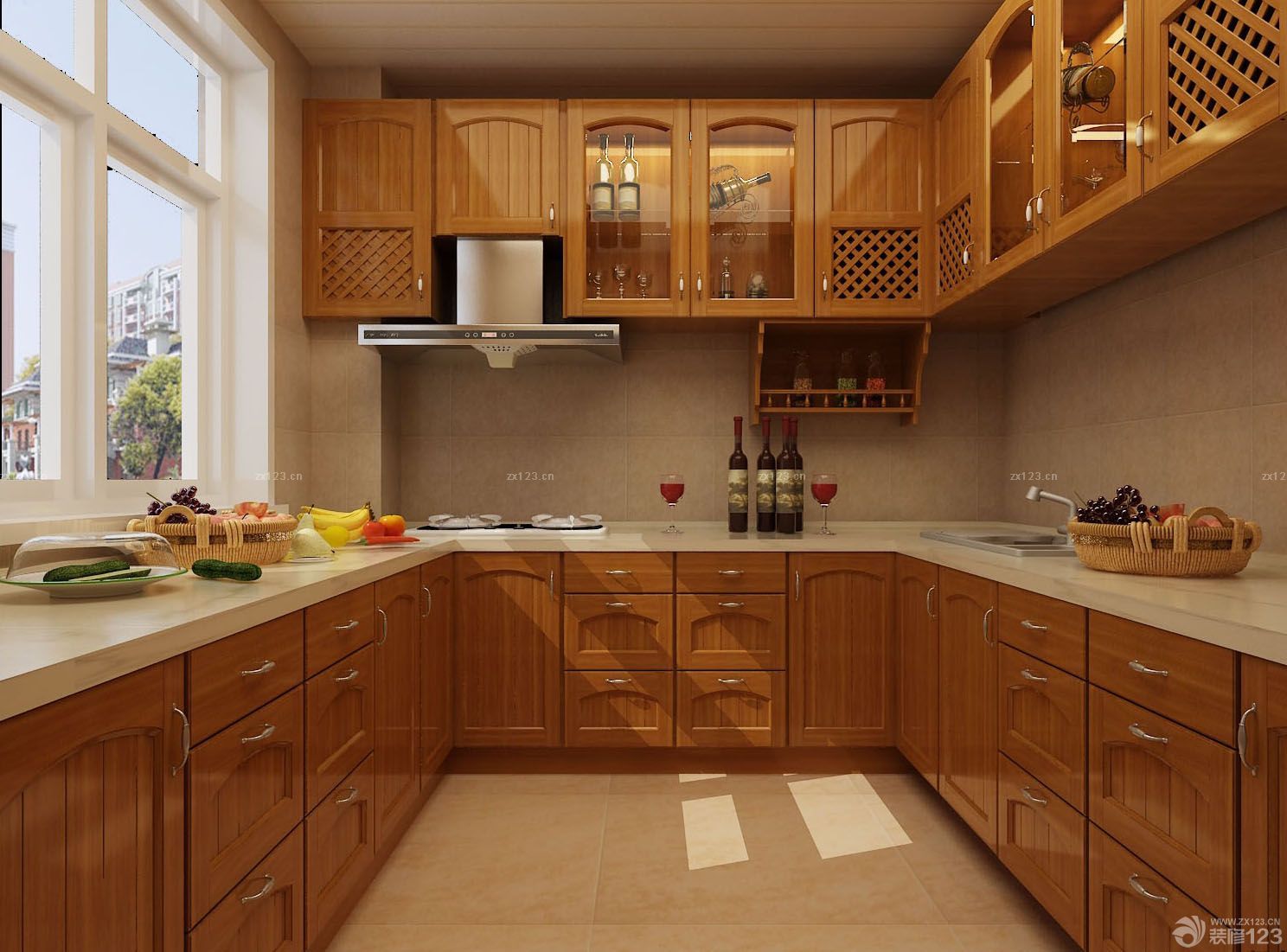 美式古典实木厨房金牌橱柜装修效果图欣赏