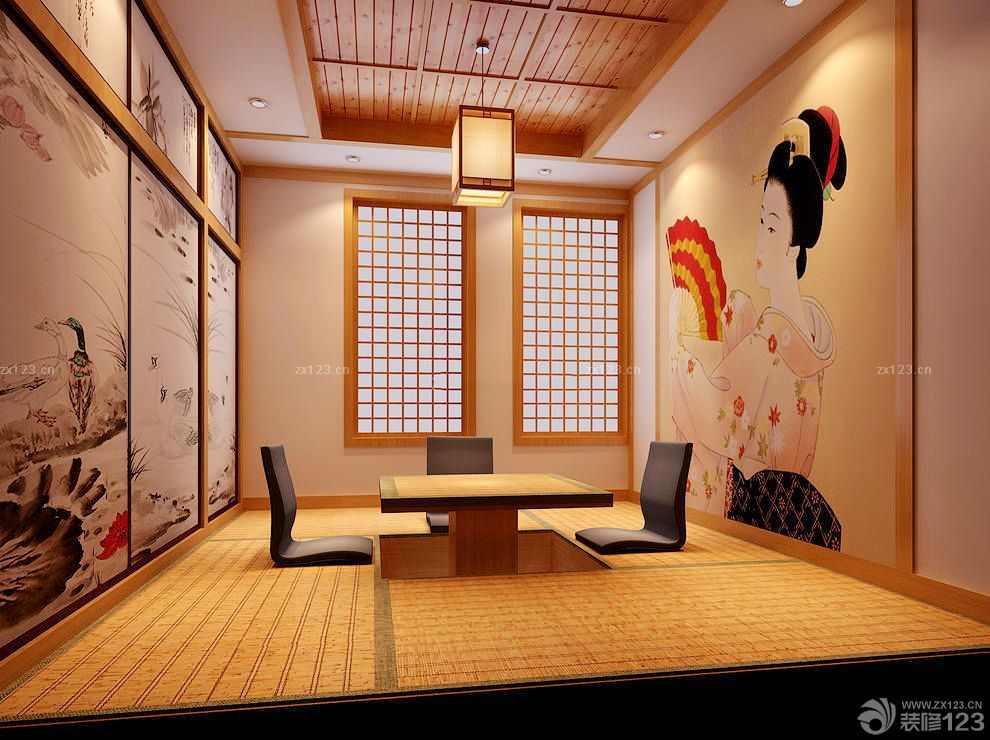 传统日式书房装饰画设计效果图