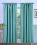 简约风格客厅飘窗青色窗帘设计图片大全