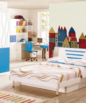 最新地中海风格儿童房床头背景墙装修设计效果图欣赏