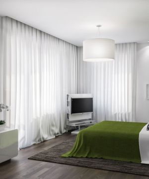 清新淡雅卧室现代简约风格窗帘设计图片