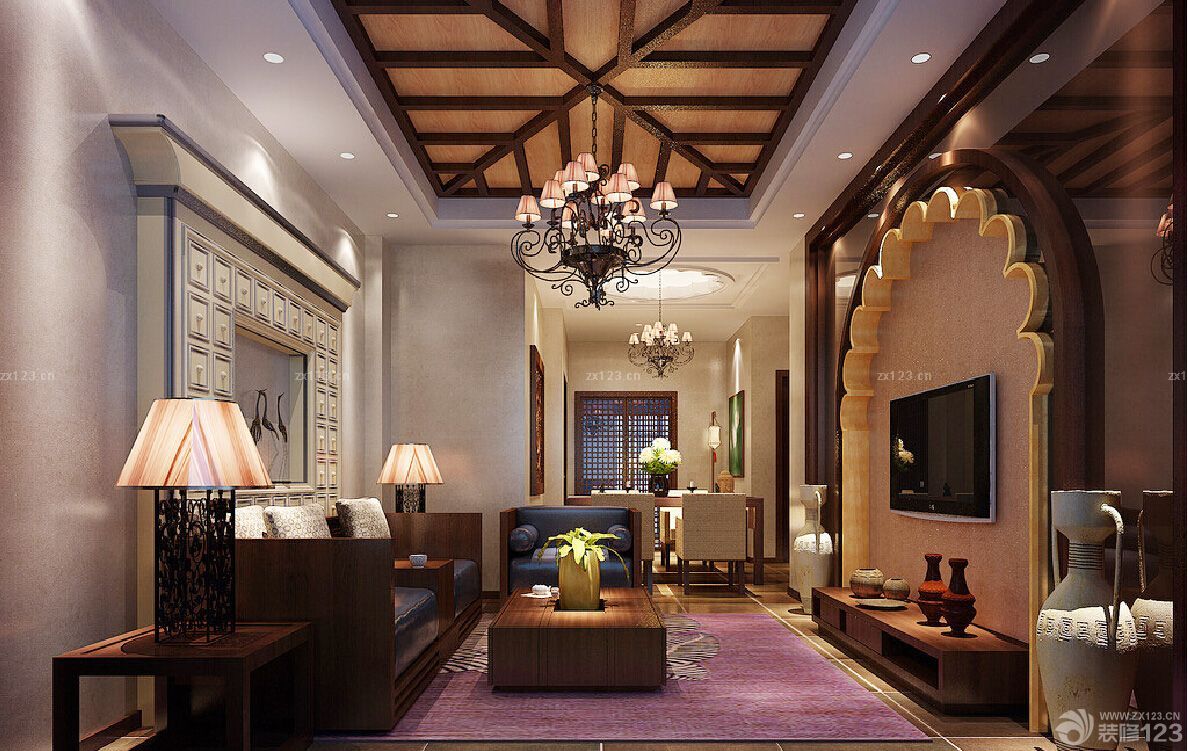 东南亚风格别墅客厅装饰效果图
