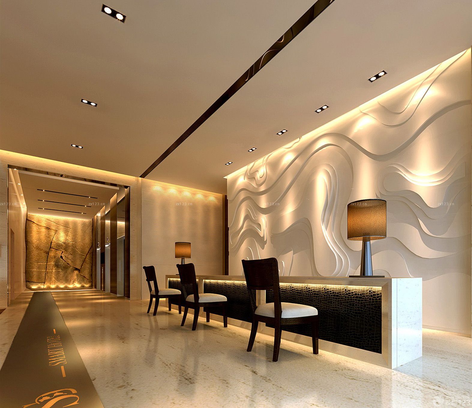 美容美发会所大堂前台设计效果图片