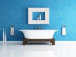 清新卫浴展厅蓝色墙面设计效果图