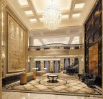 私人会所大堂浮雕背景墙装修效果图欣赏2025