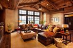传统美式田园风格客厅家装转角沙发设计效果图