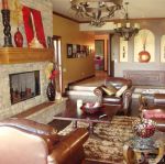 家装美式田园风格客厅真皮沙发装修图