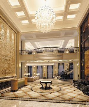 私人会所大堂浮雕背景墙装修效果图欣赏2025