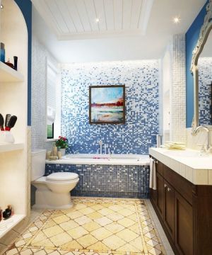 地中海风格按摩浴缸背景墙马赛克瓷砖贴图欣赏