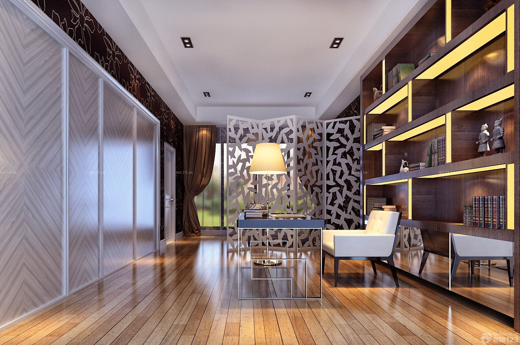 折叠屏风书房隔断设计效果图片大全