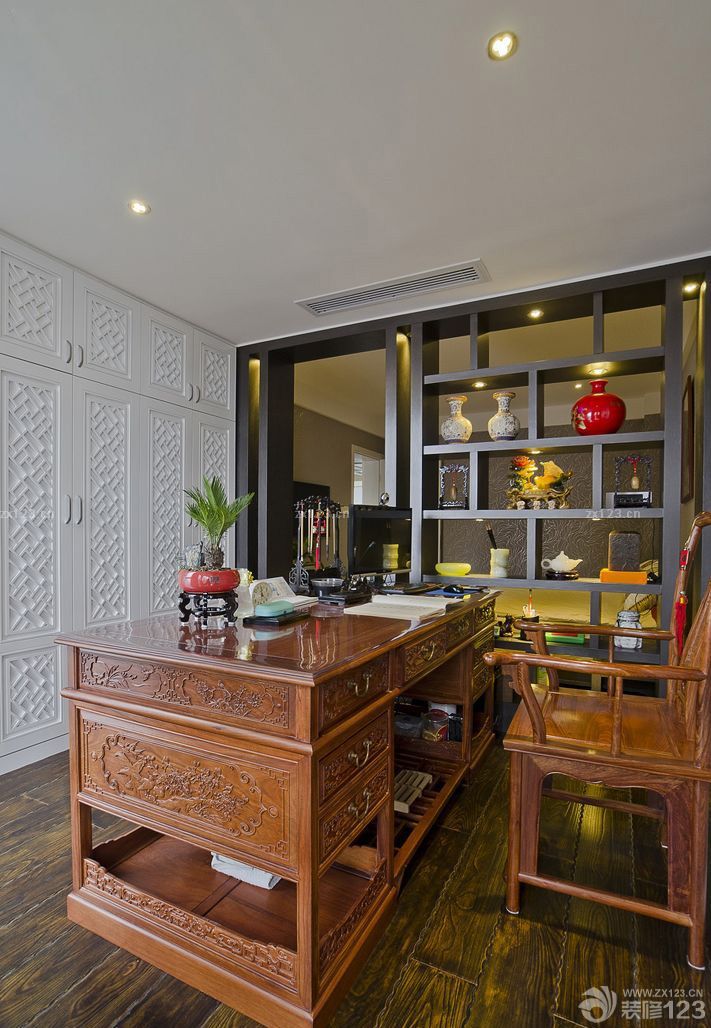 2025最新中国古典家具书房隔断设计效果图