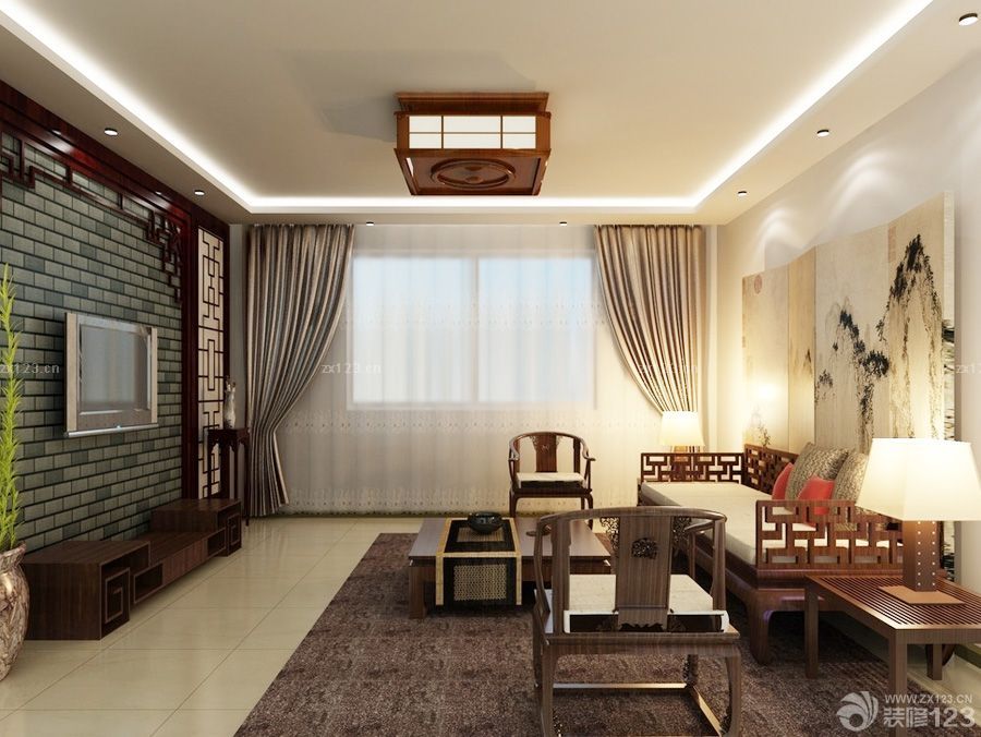 2025最新中式小客厅窗帘搭配效果图