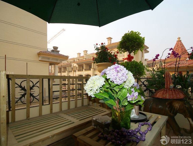 95平房屋半封闭阳台花园设计图片大全