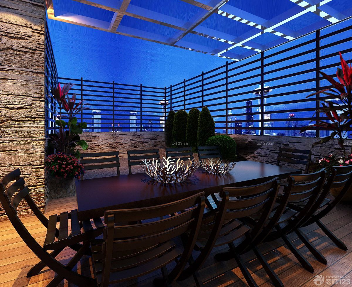 145平房屋封闭阳台花园设计效果图欣赏