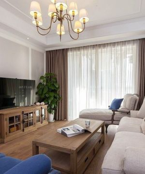 普通家庭客厅 美式实木电视柜装修效果图欣赏