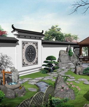 新中式风格别墅围墙装修设计图片大全