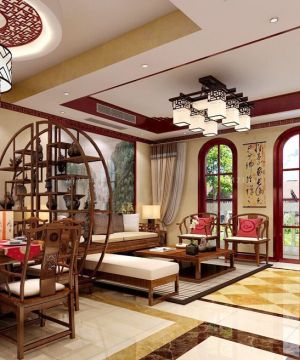 最新中式混搭风格休闲会所窗帘设计图