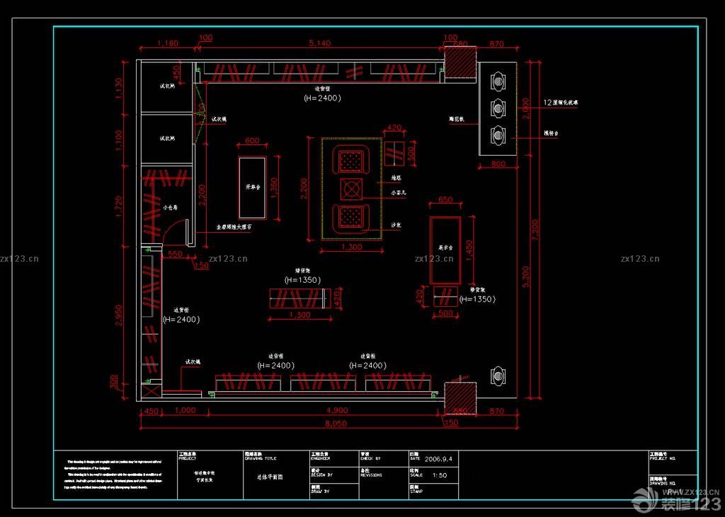 最新欧式服装店店铺平面图