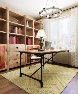 现代风格经典书房地毯装修2025