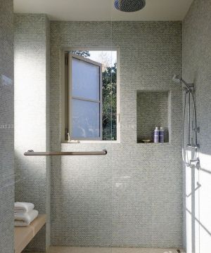 家装卫生间马赛克墙面淋浴喷头设计效果图