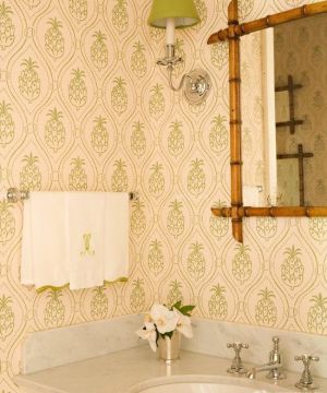 卫生间洗手盆内墙壁纸装修效果图