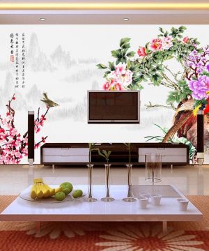 简约风格客厅6平米电视背景墙图片欣赏2025