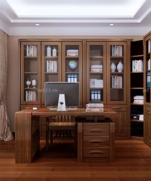 现代书房实木书柜设计案例大全