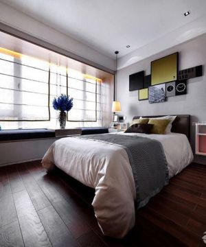 混搭风格80-90平方小户型卧室飘窗台面设计图片