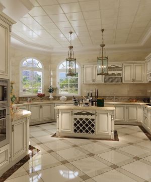 室内欧式风格厨房地面瓷砖铺贴效果图欣赏