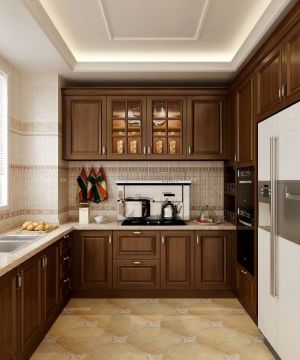 经典复古风格厨房地面瓷砖铺贴效果图