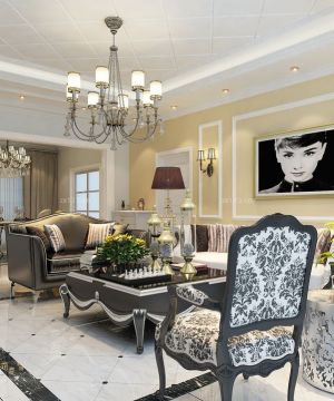 家装90平米小户型欧式沙发背景墙设计图片大全