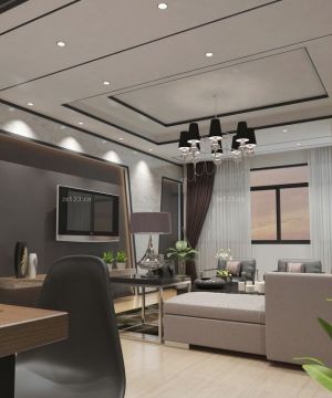 90平后现代房屋吊顶造型设计效果图片