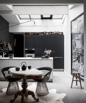 家装90平后现代厨房餐厅一体设计图片