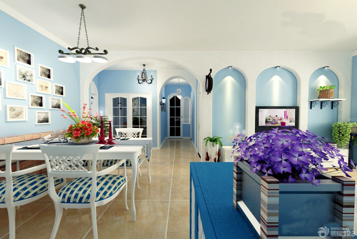 地中海风格100平方米房屋装修设计图