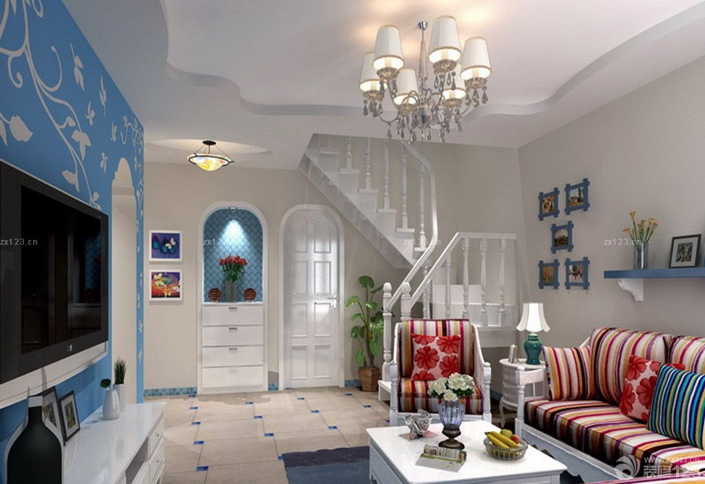 70平米小户型地中海风格楼梯装修设计效果图片