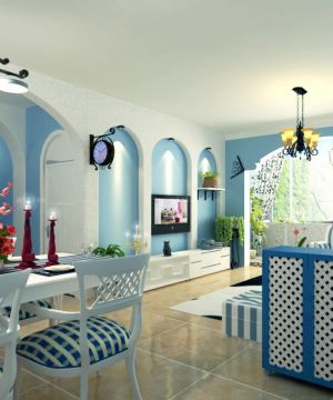 地中海风格100平方米房屋客厅装修设计效果图