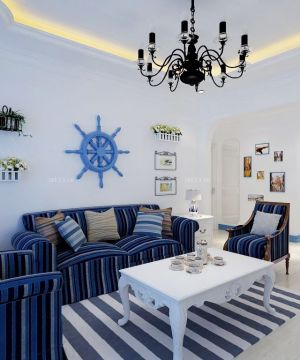 2025地中海风格楼房120平客厅设计效果图欣赏