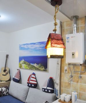70平米小户型地中海风格厨房吧台吊灯设计图
