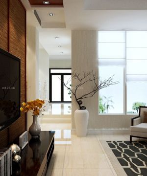 2023 现代客厅地面白色大理石地砖装修效果图片